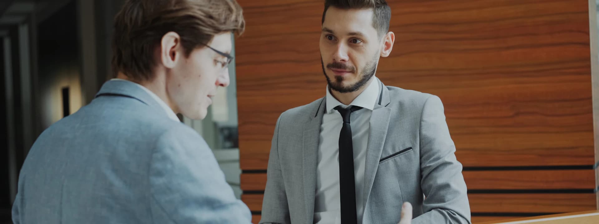 Business professionals discussing a partnership